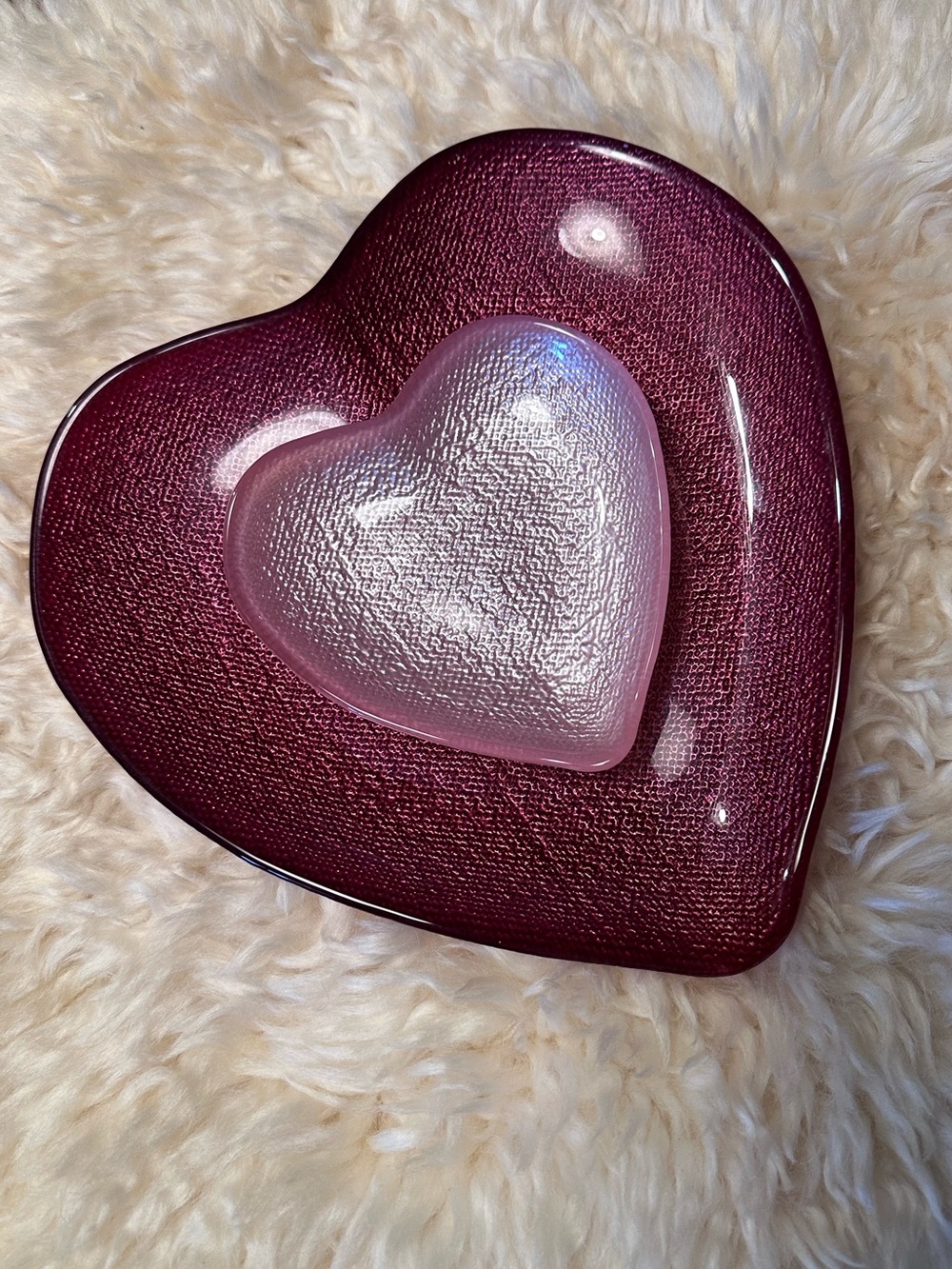 Sur La Table Valentine’s Day Shimmer Glass Heart Platter & Appetizer Plate Set